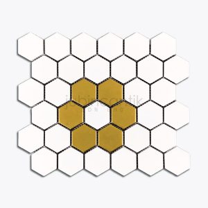 HEX MEDIUM FLORAL GOLD WHITE - MOSAIC