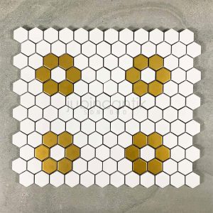 HEX MEDIUM FLORAL GOLD WHITE - MOSAIC